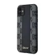 DKNY Leather Checkered Mono Pattern MagSafe dėklas iPhone 11 / XR, juodas