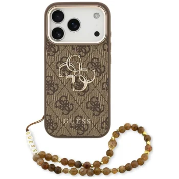 Guess 4G Strap 4G Classic Logo Metal Trims case for iPhone 18 Pro / 17 Pro, brown