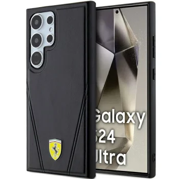Ferrari Hot Stamp V Lines MagSafe dėklas Samsung Galaxy S24 Ultra, juodas