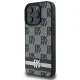 DKNY dėklas iPhone 16 Pro su šachmatiniu raštu ir juostelėmis, juodas