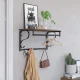 Leobert sieninė lentyna su kabyklomis Loft, ruda/juoda