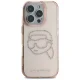 Karl Lagerfeld IML Rhinestones Karl Head dėklas iPhone 16 Pro, rožinis