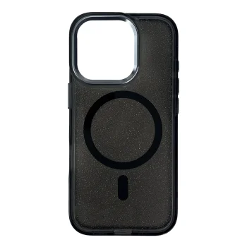 Glitter Case MagSafe for iPhone 16 Pro, Translucent Black with Glitter