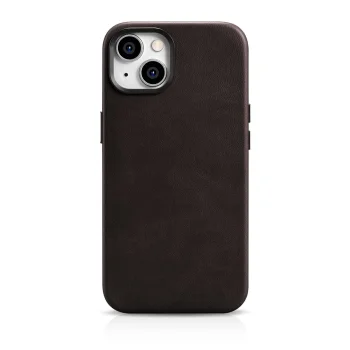 iCarer Oil Wax odinis dėklas telefonui iPhone 14 Plus su MagSafe, rudas (WMI14220703-BN)