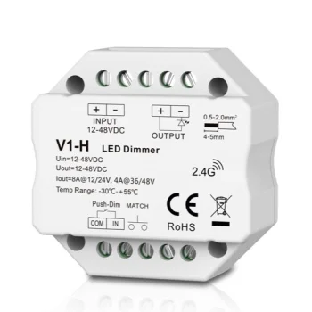 LED apšvietimo reguliatorius V1-H, 12-48V 8A Push-Dimm RF 2.4GHz