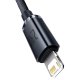 Baseus Crystal Shine USB-A į Lightning laidas, 1.2m, 2.4A, juodas