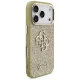 Guess Fixed Glitter Big 4G Metal Frame dėklas iPhone 17 Pro, auksinis