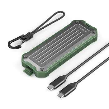Išorinė M.2 NVMe/SATA SSD USB-C 3.2 diskų dėžutė, pilka-žalia