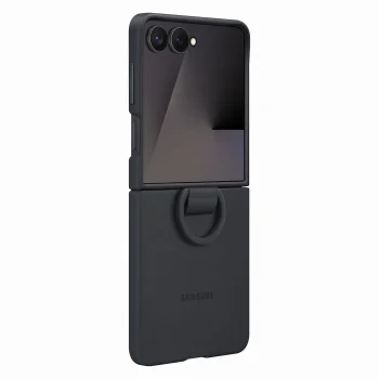 Samsung Galaxy Z Flip 7 silikoninis dėklas su žiedu, juodas (EF-PF766TBEGWW)