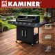 Dujinis grilis Kaminer Varen 5.0 4+1 17kW su ketaus grotelėmis, juodas