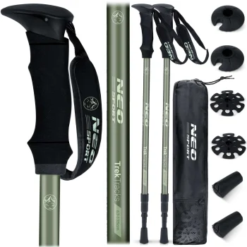 Teleskopinės žygio lazdos Neo-Sport NS-381, 65-135 cm, juodos