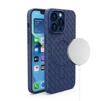 Woven Case MagSafe for iPhone 15 Pro, Navy Blue