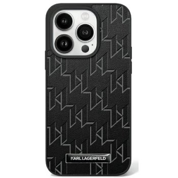 Karl Lagerfeld iPhone 16 Pro Max dėklas Leather Monogram Metal Logo MagSafe, juodas