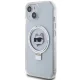 Karl Lagerfeld dėklas iPhone 15 su MagSafe ir žiedu Choupette Head, baltas