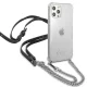 Guess dėklas iPhone 12 / 12 Pro telefonui, skaidrus su sidabrine grandinėle