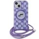 Karl Lagerfeld dėklas iPhone 15 / 14 / 13 su virvele Crossbody Monogram, violetinis