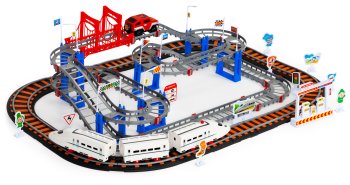 Electric Train and Car Track Set for Kids 108 Pieces