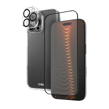 Apsaugos rinkinys SBS iPhone 16 Pro Max su D3O: dėklas ir apsauginiai stiklai, skaidrus