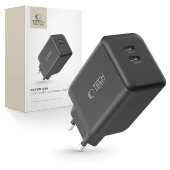 Tech-Protect NC45W-GAN 2-Port GaN Wall Charger 45W, Black