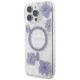 Guess Resin Flowers MagSafe dėklas iPhone 16 Pro Max telefonui, violetinis