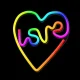 Forever Light FLRN02 RGB LED neonas „LOVE W SERCU“ su pulteliu