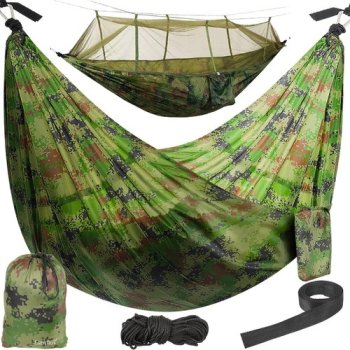 Gardlov Santiago Army turistinis hamakas su tinkleliu nuo uodų 260x140cm Kamufliažas