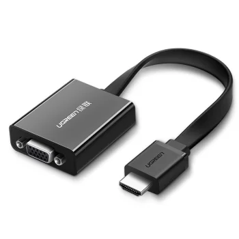 Ugreen HDMI į VGA adapteris su micro USB ir 3.5mm garso jungtimi, juodas