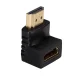 Akyga HDMI adapteris, kampinis HDMI kištukas į HDMI lizdą (90° viršun), juodas