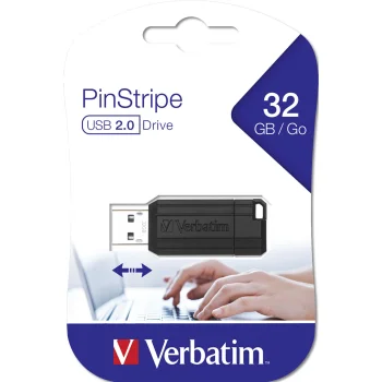USB atmintinė Verbatim Store 'n' Go PinStripe 32 GB USB 2.0 49064, juoda