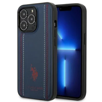 Apple iPhone 14 Pro Max 6.7'' US Polo Leather Stitch Case Cover (USHCP14XPFAV), Navy