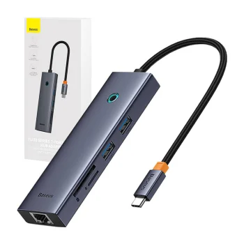 Baseus UltraJoy 7-in-1 USB-C šakotuvas (HDMI 4K, 2xUSB 3.0, PD, RJ45, SD/TF)