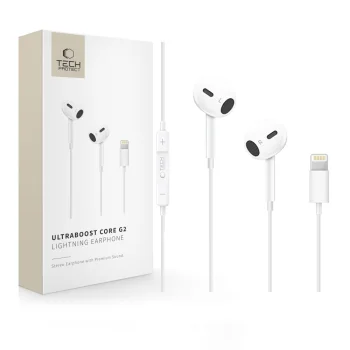 Tech-Protect Ultraboost Core G2 Lightning Earphones White