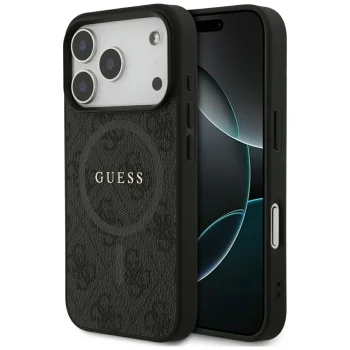 Dėklas Guess 4G Ring Classic Logo MagSafe, skirtas iPhone 17 Pro, juodas