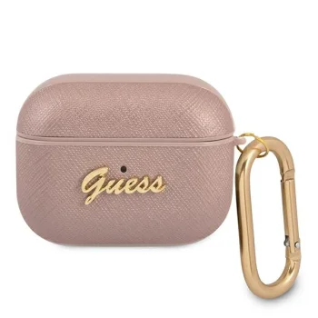 Guess AirPods Pro dėklas Saffiano Script Metal, rožinis