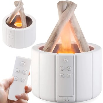 USB oro drėkintuvas ir kvapų difuzorius su RGB ir liepsnos efektu, 250 ml, baltas