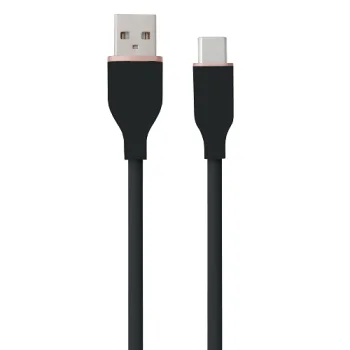 Silikoninis laidas USB Type-A į Type-C, 18W, 2m, juodas
