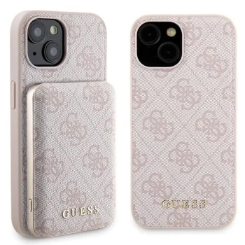 Guess Apple iPhone 15 dėklas ir 5000mAh MagSafe išorinė baterija, rožinis
