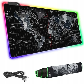 Žaidimų pelės kilimėlis su LED apšvietimu 90x40cm, juodas