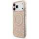 Guess IML Flowers Electro Pearl Strap MagSafe dėklas iPhone 17 Pro Max, rožinis