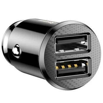 Automobilinis įkroviklis Baseus Grain 2x USB 5V 3.1A juodas