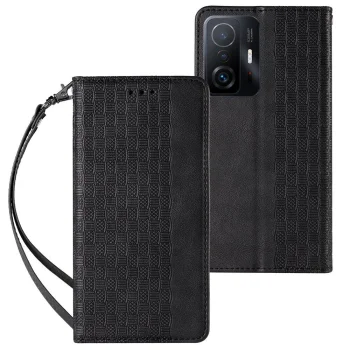 Magnet Strap Case atverčiamasis dėklas Samsung Galaxy A12 5G juodas