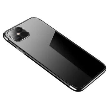 Dėklas Samsung Galaxy A22 4G su galvanizuotu rėmeliu, Clear Color 0.3mm, juodas