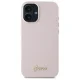 Guess Silicone Script dėklas iPhone 16 telefonui, rožinis