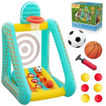 Bestway 52813 pripučiamas sodo žaidimas „trys viename“ (127x109x178 cm)