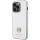 Guess dėklas iPhone 15 Pro telefonui 4G Strass Metal Logo, sidabrinis