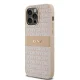 DKNY Leather Mono Stripe & Metal Logo dėklas iPhone 14 Pro Max, rožinis