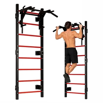 Gimnastikos sienelė MOVEPRO 215 cm su prisitraukimų skersiniu, juoda