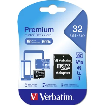 Verbatim microSDHC 32GB Class 10 UHS-I atminties kortelė su adapteriu 44083