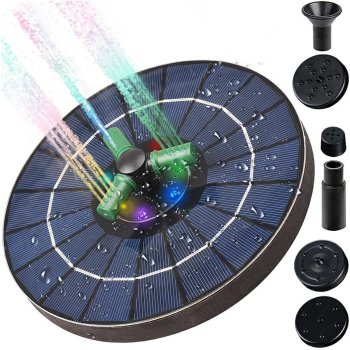 Plaukiojantis saulės energijos RGB fontanas baseinams ir tvenkiniams, 18 cm