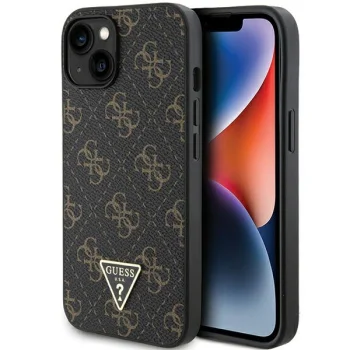 Guess 4G Triangle Metal Logo dėklas iPhone 13 / 14 / 15, juodas
